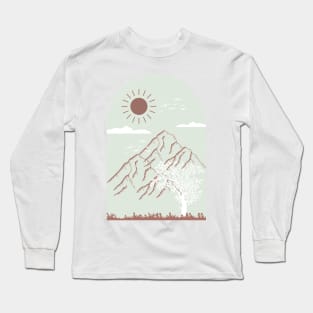 Boho  Baby blue Neutral Minimalist Landscape Nature Mounted Print Long Sleeve T-Shirt